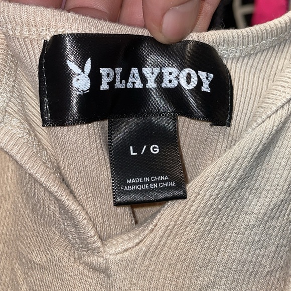 Playboy Bunny cream tan colour crop tank top mild use size large - Picture 4 of 6